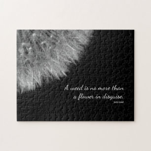 Elegant Black & White Dandelion Flower and Quote Legpuzzel