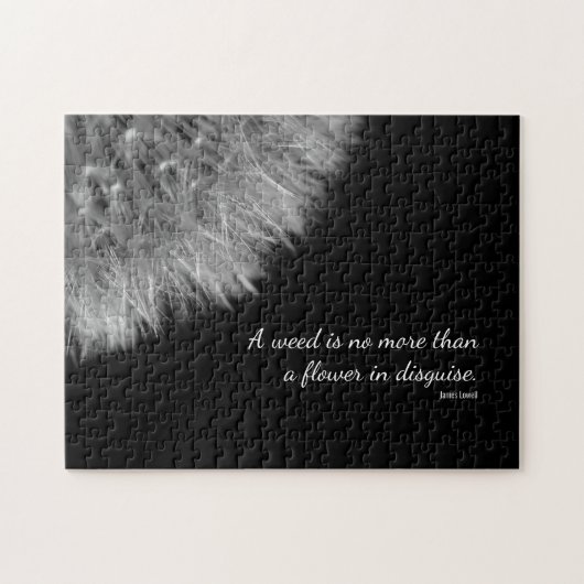 Elegant Black & White Dandelion Flower and Quote Legpuzzel (Horizontaal)