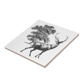 Elegant  Black White Deer Toile Tegeltje (Zijkant)