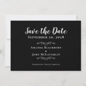 Elegant Black White Delicate Romantic Calligraphy Save The Date (Voorkant)