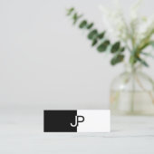 Elegant Black White Design Monogramy Trendy Mini Visitekaartje (Staand voorkant)