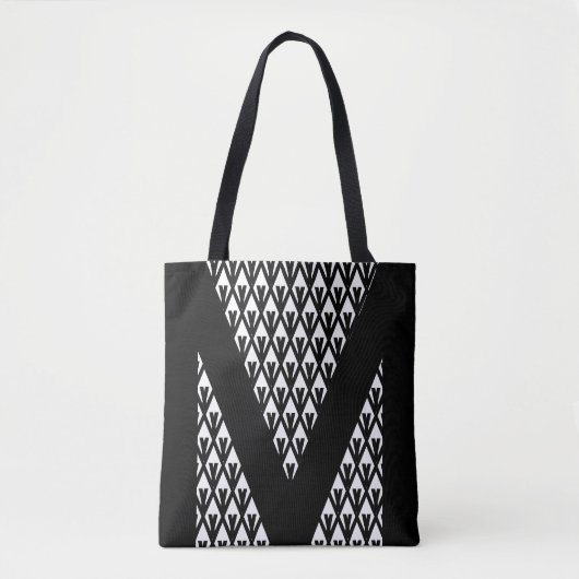 Elegant Black White Diamond Pattern Tote Bag (Voorkant)