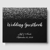 Elegant Black & White Diamond Wedding Gastenboek (Voorkant)