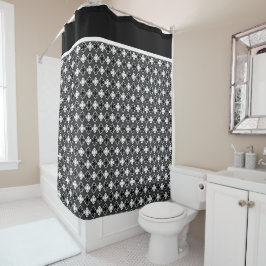 Elegant Black & White Double Quatrefoil Patronen Douchegordijn