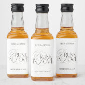 Elegant Black & White Drunk in Love Mini  Likeurfles Etiket (Flessen)