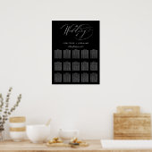 Elegant Black White Elegant Script Wedding Seding Poster (Keuken)