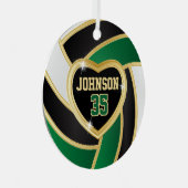 Elegant Black, White en Dark Green 🏐 Volleyball Metalen Ornament (Voorkant Rechts)