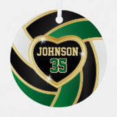 Elegant Black, White en Dark Green 🏐 Volleyball Metalen Ornament (Voorkant)