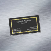 Elegant Black White en Gold Magnetisch Visitekaartje (Voorbeeld)