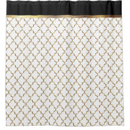 Elegant Black, White en Gold Quatrefoil patronen Douchegordijn