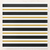 Elegant Black, White en Gold Stripes Glazen Onderzetter (Voorkant)
