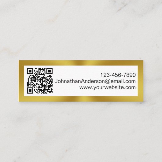Elegant Black White en Gold Uw Logo- en QR-code Contactkaartje (Achterkant)