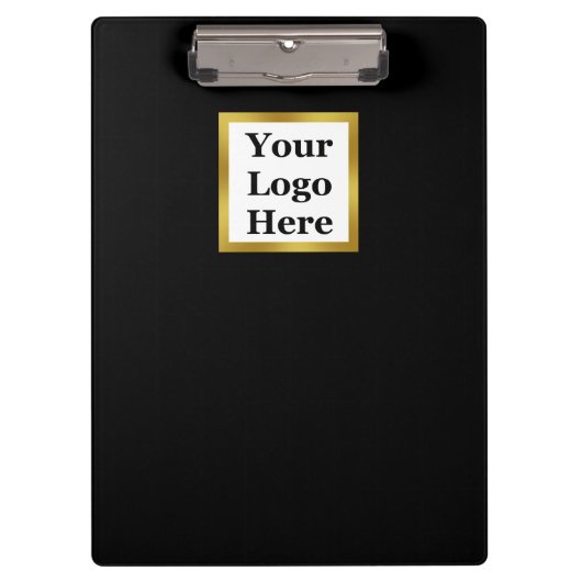 Elegant Black White en Gold Uw Logo hier Klembord (Voorkant)