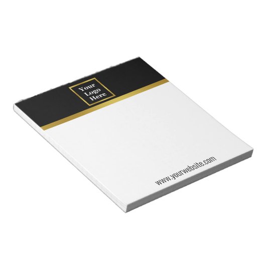 Elegant Black White en Gold Uw Logo hier Notitieblok (Schuin)