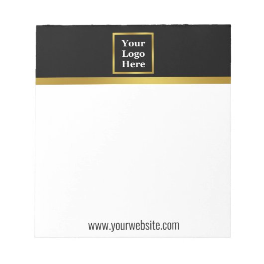 Elegant Black White en Gold Uw Logo hier Notitieblok (Voorkant)
