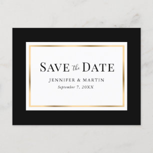 Elegant Black White en Gold Wedding Save the Date Aankondigingskaart