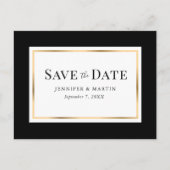 Elegant Black White en Gold Wedding Save the Date Aankondigingskaart (Voorkant)