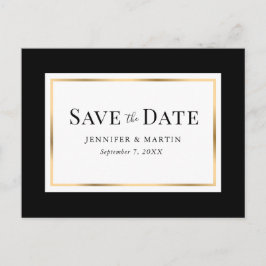 Elegant Black White en Gold Wedding Save the Date Aankondigingskaart
