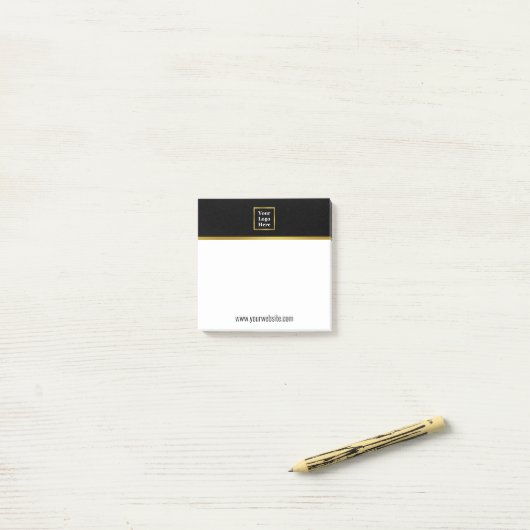 Elegant Black White en Gold Your Logo Sjabloon Post-it® Notes (Op bureau)
