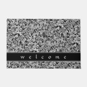 Elegant Black White en Grey Floral | Welkom Deurmat (Voorkant)