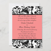 Elegant Black, White en Peach Wedding Invitation Kaart (Voorkant)
