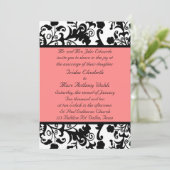 Elegant Black, White en Peach Wedding Invitation Kaart (Staand voorkant)