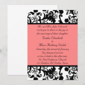 Elegant Black, White en Peach Wedding Invitation Kaart (Voorkant / Achterkant)