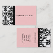 Elegant Black White en Pink Damask Visitekaartje (Voorkant / Achterkant)
