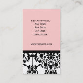 Elegant Black White en Pink Damask Visitekaartje (Achterkant)
