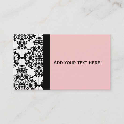 Elegant Black White en Pink Damask Visitekaartje (Voorkant)