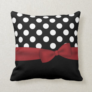 Elegant Black, White en Red Monogram Pillow Kussen