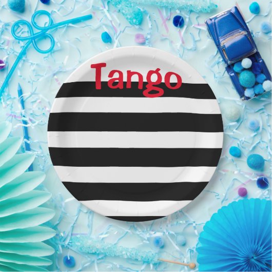 Elegant Black White en Red Tango Papieren Bordje (Feest)