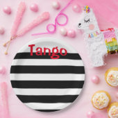 Elegant Black White en Red Tango Papieren Bordje (Feest)