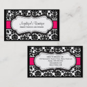 Elegant Black White en roze Damask Visitekaartjes (Voorkant / Achterkant)
