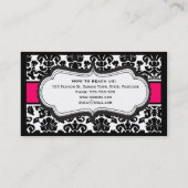 Elegant Black White en roze Damask Visitekaartjes (Achterkant)