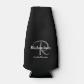 Elegant Black White en Silver Grey Monogrammen Flesjeskoeler (Voorkant)