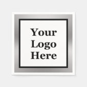 Elegant Black White en Silver Uw Logo hier Servet (Voorkant)