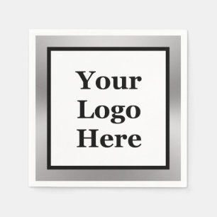 Elegant Black White en Silver Uw Logo hier Servet