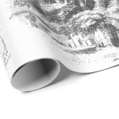 Elegant Black White English country toile Cadeaupapier (Rol Hoek)