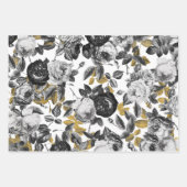 Elegant Black White English Rozen Floral Inpakpapier Vel (Voorkant 3)