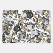 Elegant Black White English Rozen Floral Inpakpapier Vel (Voorkant 2)