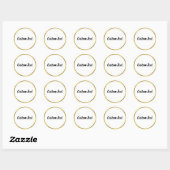 Elegant Black White Faux Gold Jouw tekst Sjabloon Ronde Sticker (Vel)