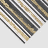 Elegant Black White Faux Gold Stripes Luxe Tissuepapier (Detail)