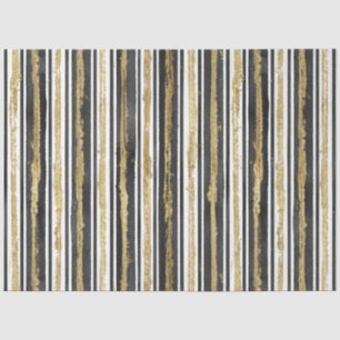 Elegant Black White Faux Gold Stripes Luxe Tissuepapier