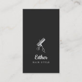Elegant Black White Faux Silver Haarstylist Visitekaartje (Voorkant)