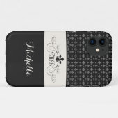 Elegant Black White Fleur de Lis Case-Mate iPhone Case (Achterkant (horizontaal))