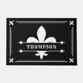Elegant Black White Fleur de Lis Custom Name Deurmat (Voorkant)