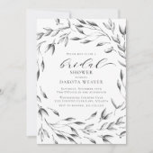 Elegant Black White Floral Botanical Vrijgezellenf Kaart (Voorkant)