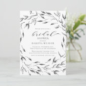 Elegant Black White Floral Botanical Vrijgezellenf Kaart (Staand voorkant)