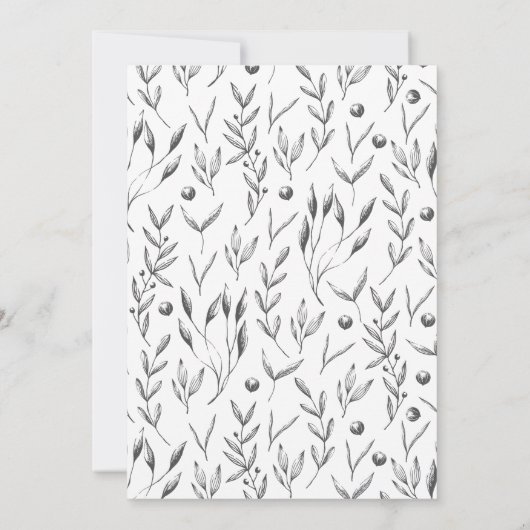 Elegant Black White Floral Botanical Vrijgezellenf Kaart (Achterkant)